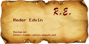 Reder Edvin névjegykártya
